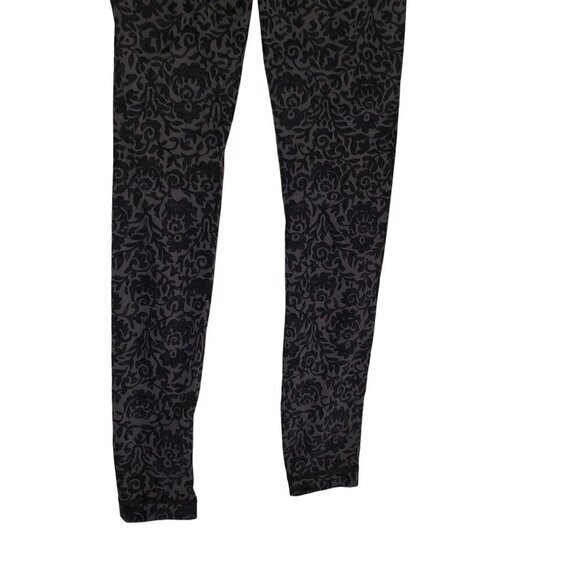 Lululemon Leggings Womens Size 2 Gray Charcoal Solid /‎ Floral Design Pre-Owned - Picture 7 of 12